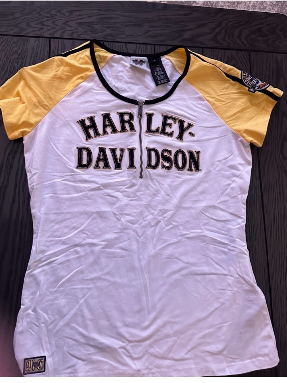 Women’s vintage Harley-Davidson colorblock raglan t-shirt with zipper size large